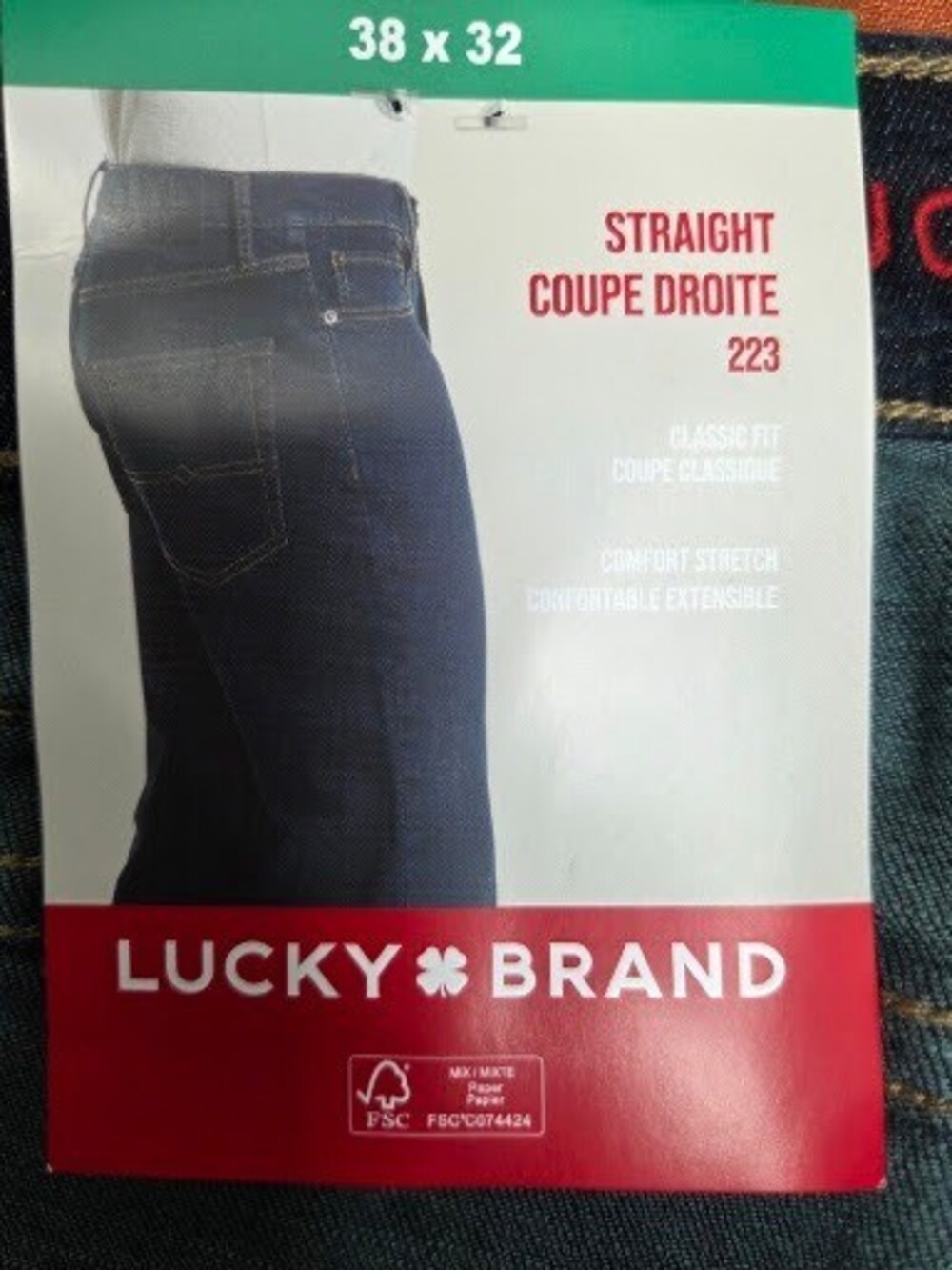 Lucky Brand 223 Straight Leg Stretch Jeans, Dark Wash, 38x32 - Picture 4 of 6